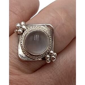 925 Sterling Silver Ring Moonstone Size 8 Vintage Artisan 5.5g